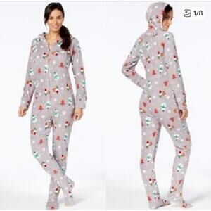 Macy's  Family Footie Hooded Holiday Jumpsuit PJs Sz L